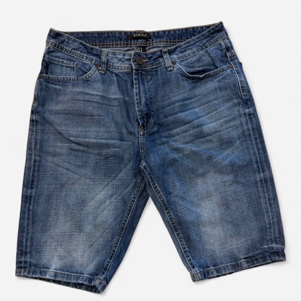 21 Men 100%‎ Cotton Denim Shorts Blue Faded Whiskered Jorts Mens 34